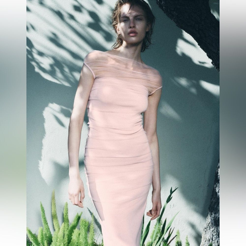 Zara mixed tulle knit dress